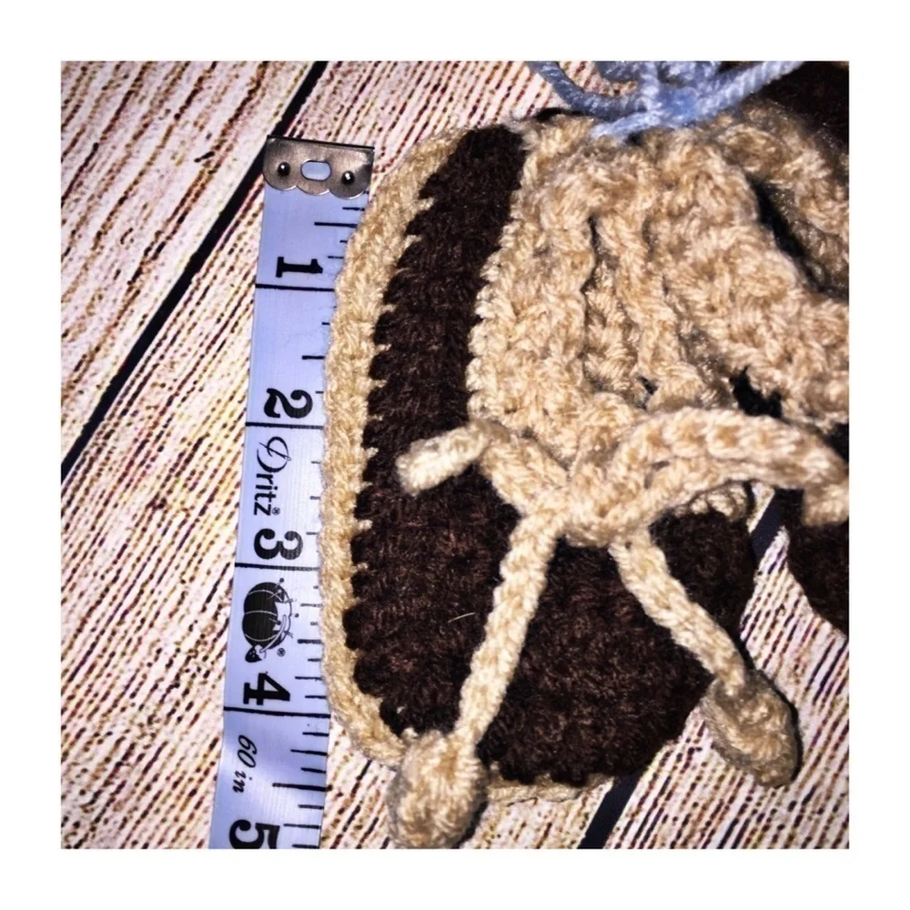 Homemade Infant Booties Size 6-12M Brown